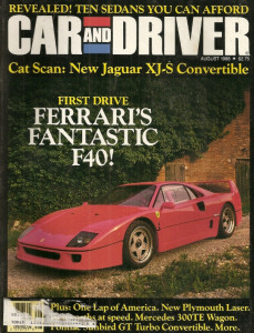 CAR & DRIVER 1988 AUG - LASER TURBO, F40, AUDI T/A
